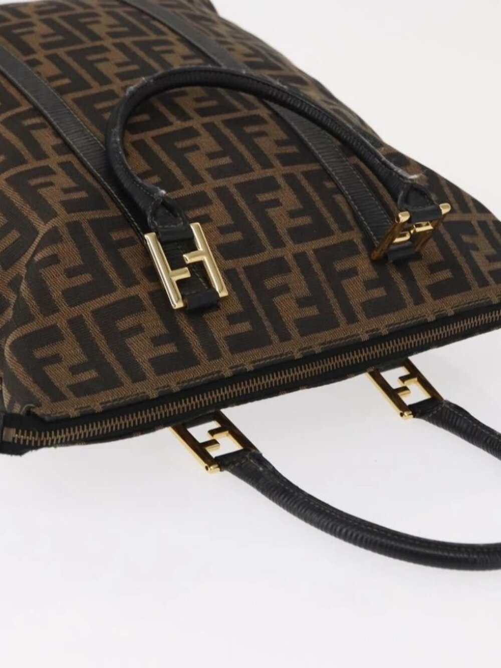 FENDI Zucca Canvas Tote Bag Black Brown Auth - Picture 10 of 16